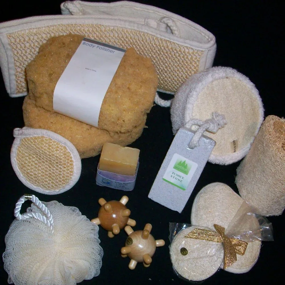 Bath Spa Set Bundle Sponge Luffa Pumice Stone Body Polisher Exfoliating